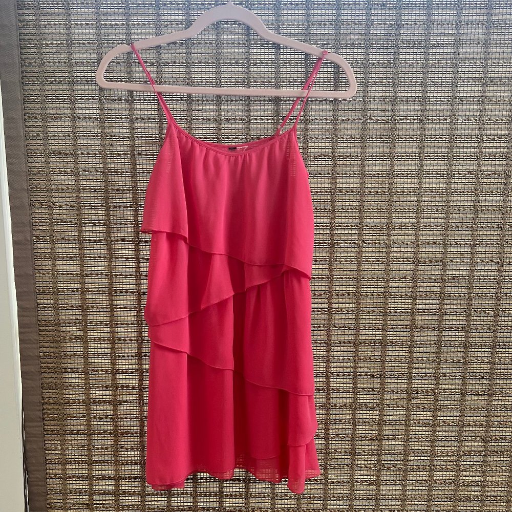 Abercrombie and Fitch Pink Organza Tiered Spaghetti Strap Dress Size Small
